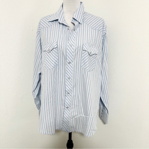 Wrangler Men’s Long Sleeve Western Shirt with Pearl Snap Buttons Men’s XL EUC - Picture 1 of 7